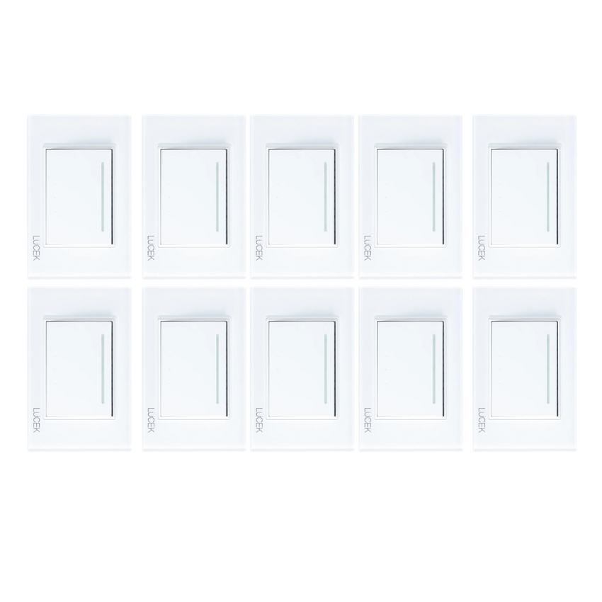 Pack x10 | Lucek Flat BP01/3 Cristal con 1 Apagador Escalera