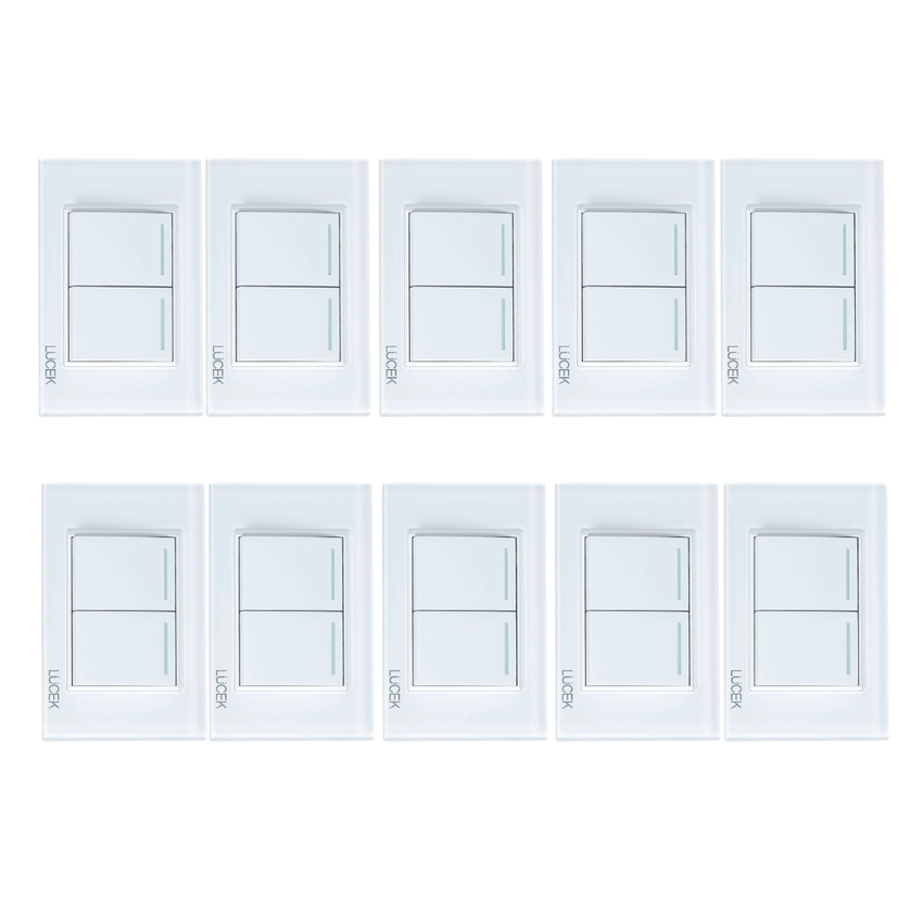 Pack x10 | Lucek Flat BP02 Cristal con 2 Apagadores Sencillos