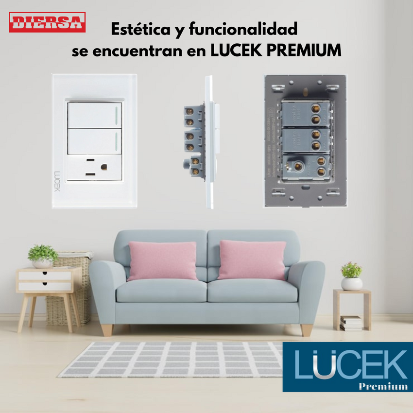 Pack x10 | Lucek Flat BP19 Cristal 2 Interruptores + 1 Contacto