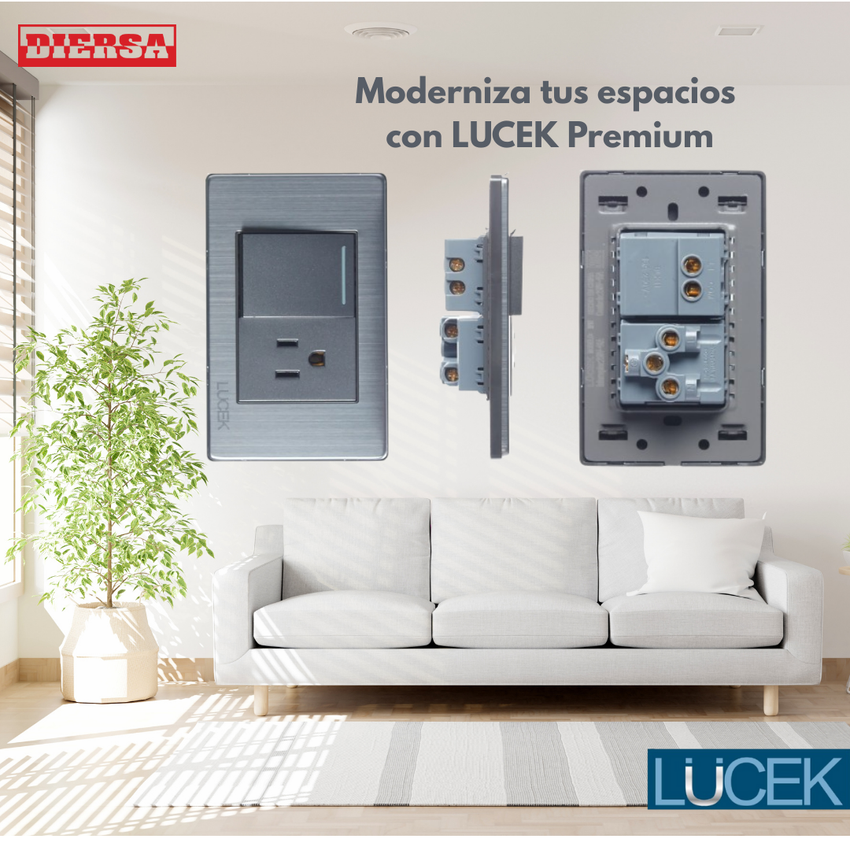 Pack x10 | Lucek Premium BP07 MP y MA con 1 Apagador Sencillo + 1 Contacto