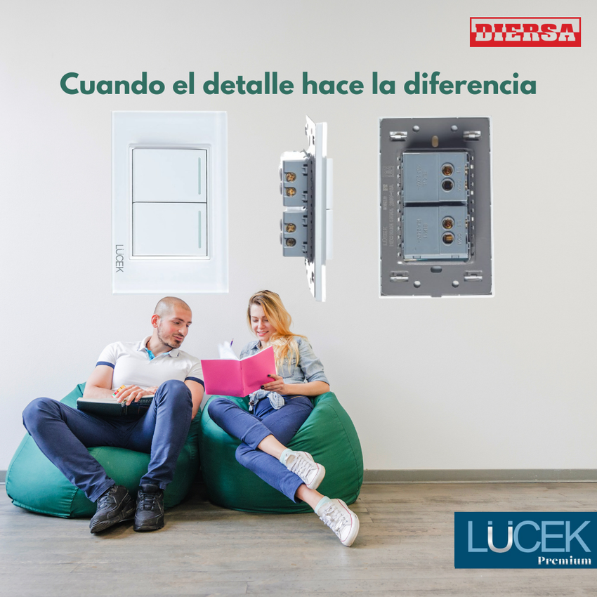Pack x10 | Lucek Flat BP02 Cristal con 2 Apagadores Sencillos