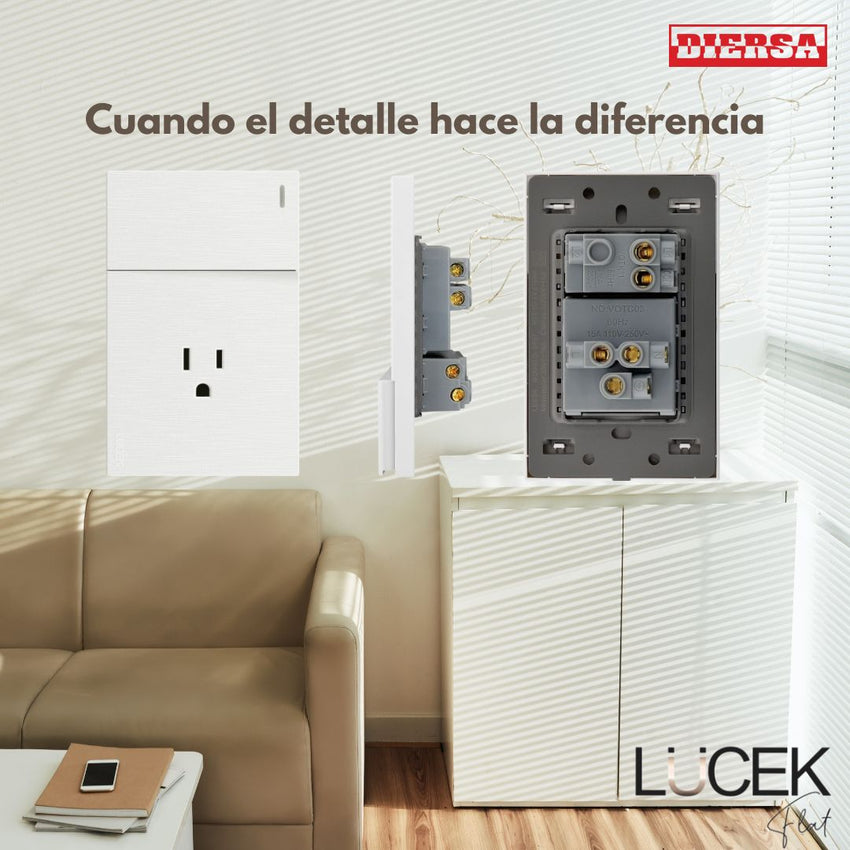 Pack x12 | Lucek Flat BF07 1 Apagador Sencillo y 1 Contacto