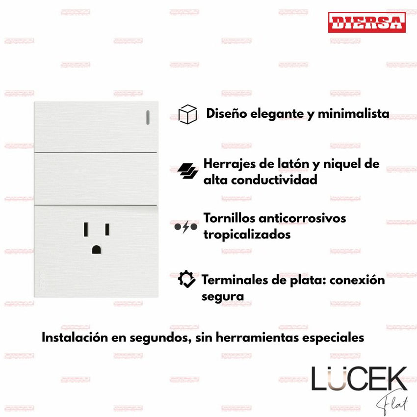 Pack x12 | Lucek Flat BF19 2 Apagadores Sencillos y 1 Contacto