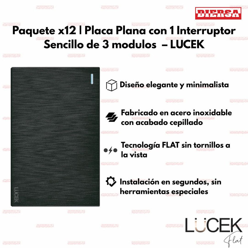Pack x12 | Lucek Flat BF01 Placa Apagador Sencillo