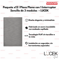 Pack x12 | Lucek Flat BF01 Placa Apagador Sencillo