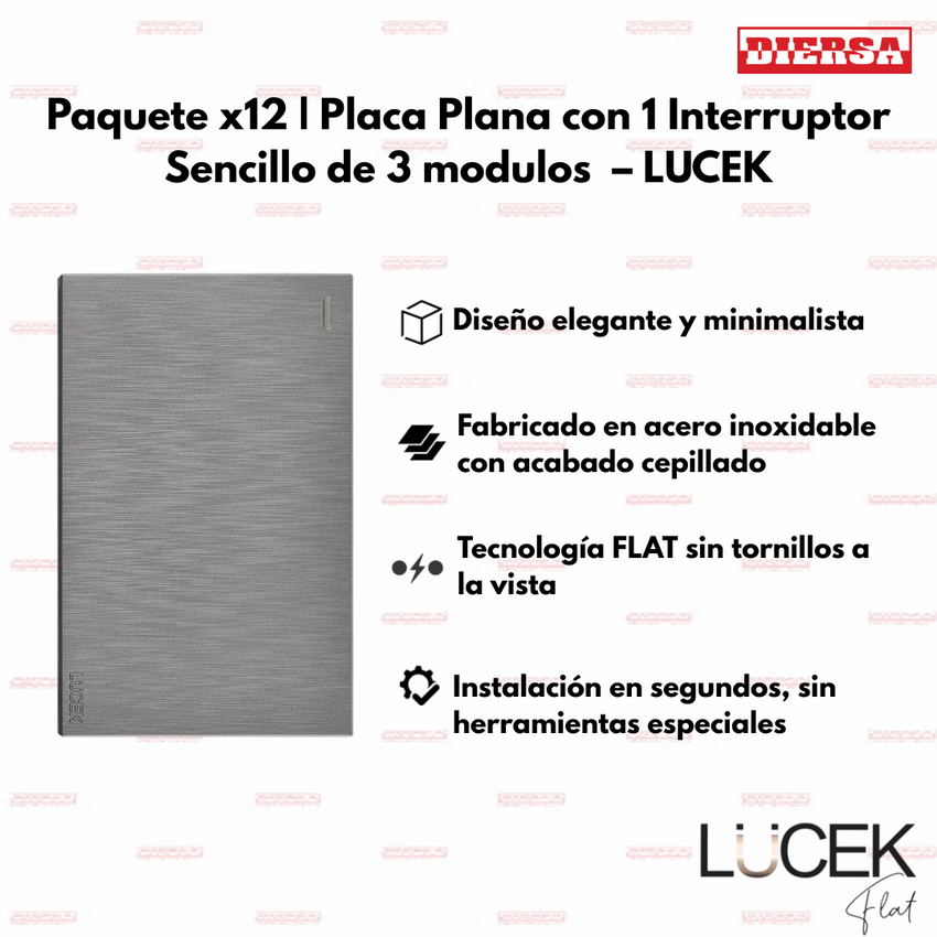 Pack x12 | Lucek Flat BF01 Placa Apagador Sencillo