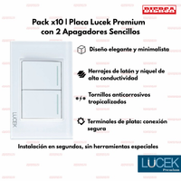 Pack x10 | Lucek Flat BP02 Cristal con 2 Apagadores Sencillos