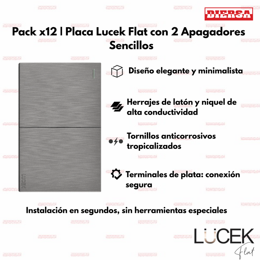 Pack x12 | Lucek Flat BF02 – 2 Apagadores Sencillos