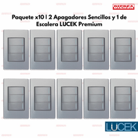 Pack x10 | Lucek Premium BP03/3 MP y MA con 2 Apagadores Sencillos y 1 Escalera Anodizadas