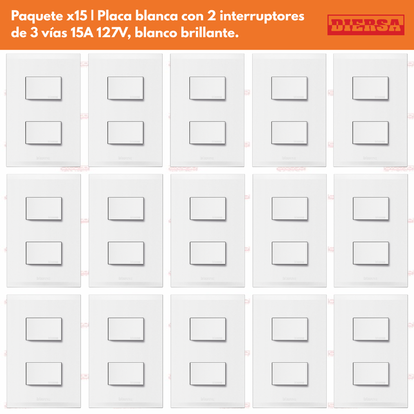 Pack x15 | Placa Bticino Forza2 Fz2201 Con 2 Apagador Escalera
