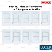 Pack x10 | Lucek Flat BP02 Cristal con 2 Apagadores Sencillos