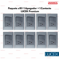 Pack x10 | Lucek Premium BP07 MP y MA con 1 Apagador Sencillo + 1 Contacto