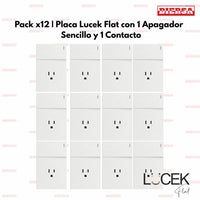 Pack x12 | Lucek Flat BF07 1 Apagador Sencillo y 1 Contacto