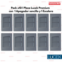 Pack x10 | Lucek Premium BP02/3 MP y MA con 1 Apagador Sencillo y 1 Escalera Anodizadas