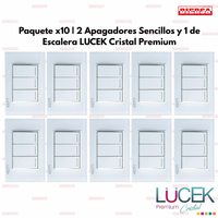 Pack x10 | Lucek Flat BP03/3 Cristal con 2 Apagadores Sencillos y 1 de Escalera