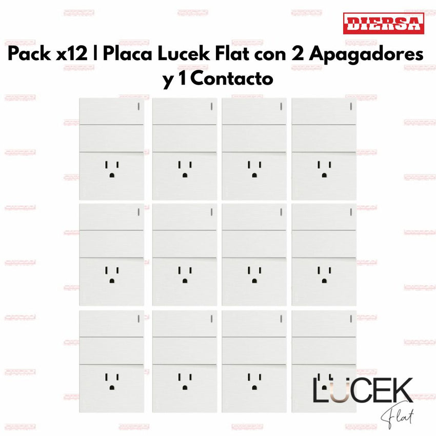 Pack x12 | Lucek Flat BF19 2 Apagadores Sencillos y 1 Contacto