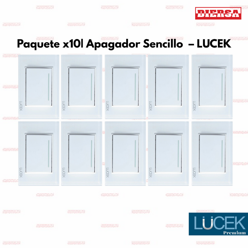 Pack x10 | Lucek Flat BP01 Cristal con 1 Apagador Sencillo