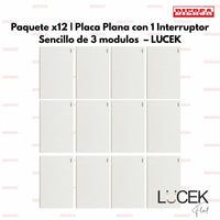Pack x12 | Lucek Flat BF01 Placa Apagador Sencillo