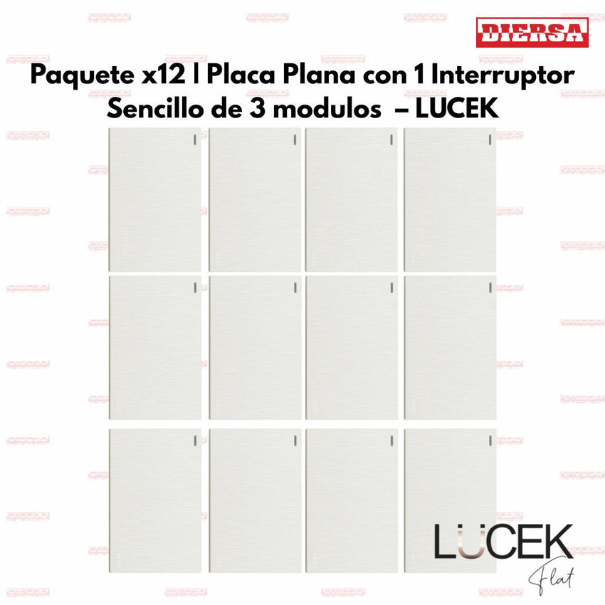Pack x12 | Lucek Flat BF01 Placa Apagador Sencillo