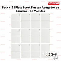 Pack x12 | Lucek Flat BF02/3 Placa Apagador Sencillo y Escalera