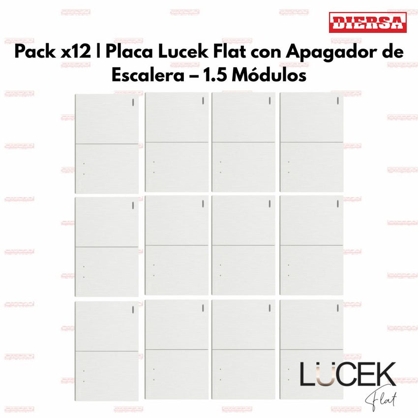 Pack x12 | Lucek Flat BF02/3 Placa Apagador Sencillo y Escalera