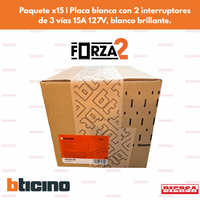Pack x15 | Placa Bticino Forza2 Fz2201 Con 2 Apagador Escalera
