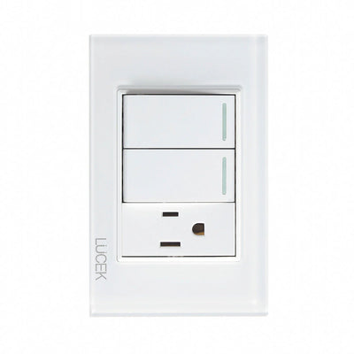 Pack x10 | Lucek Flat BP19 Cristal 2 Interruptores + 1 Contacto