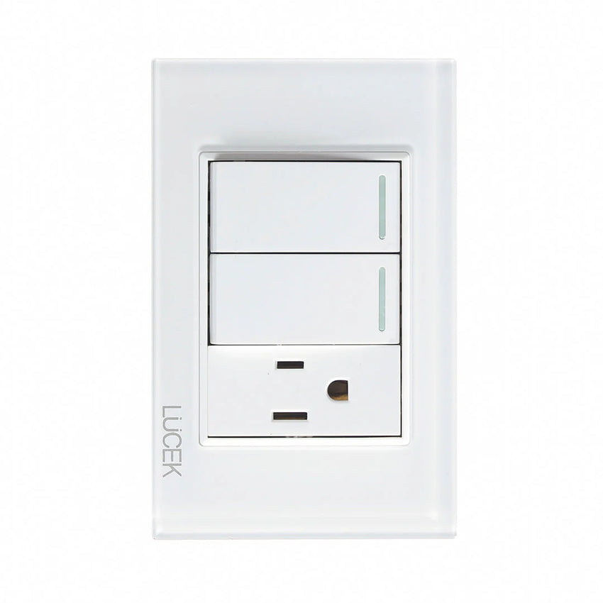 Pack x10 | Lucek Flat BP19 Cristal 2 Interruptores + 1 Contacto