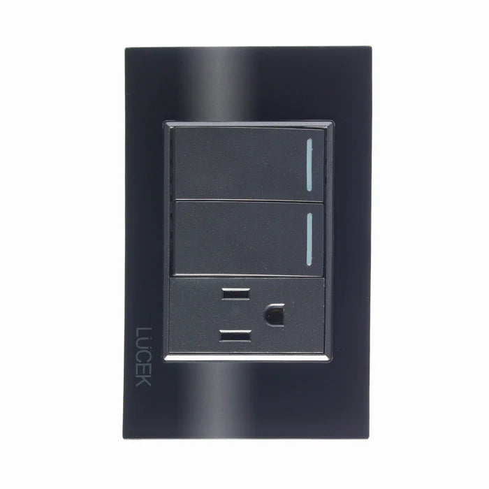 Pack x10 | Lucek Flat BP19 Cristal 2 Interruptores + 1 Contacto