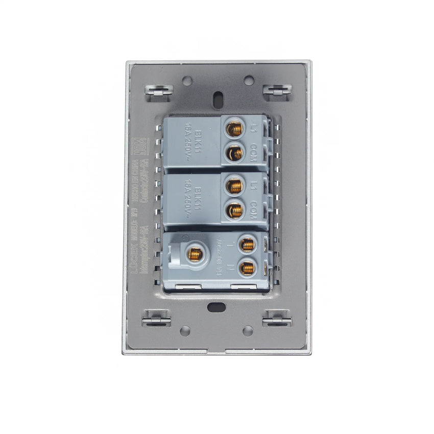 Pack x10 | Lucek Flat BP19 Cristal 2 Interruptores + 1 Contacto